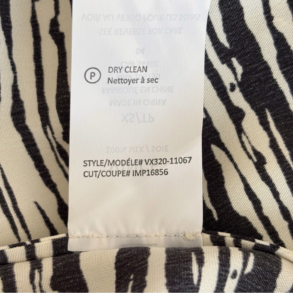 Vince White & Black Striped Silk Blouse XS Office Chic - Picture 10 of 10